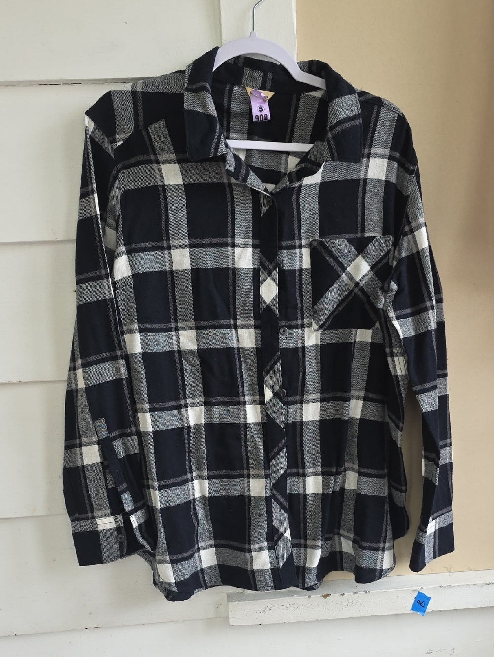 Woolrich Black and White Plaid Flannel Shirt